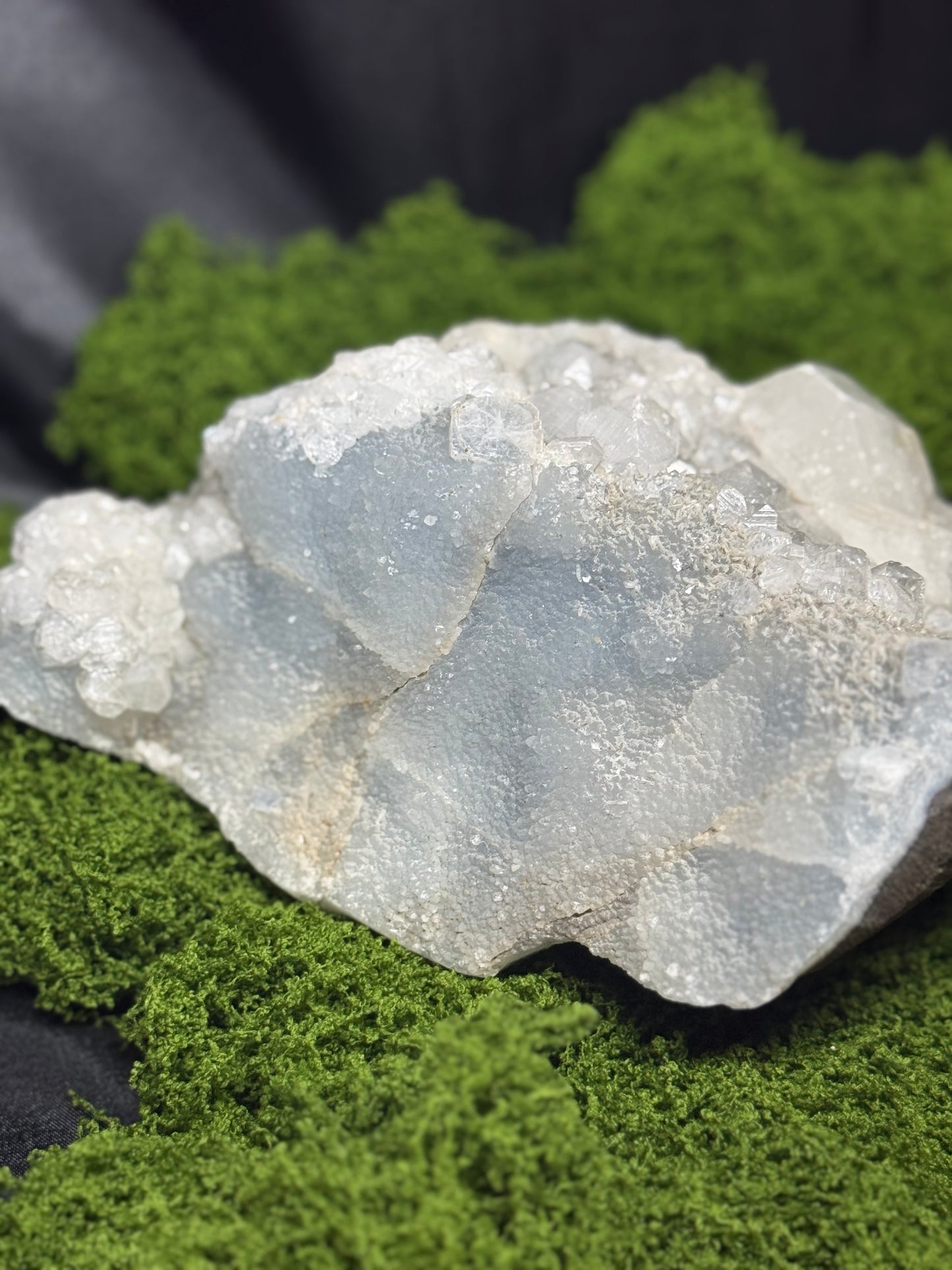 Large White Calcite Cluster w/ Druzy Matrix