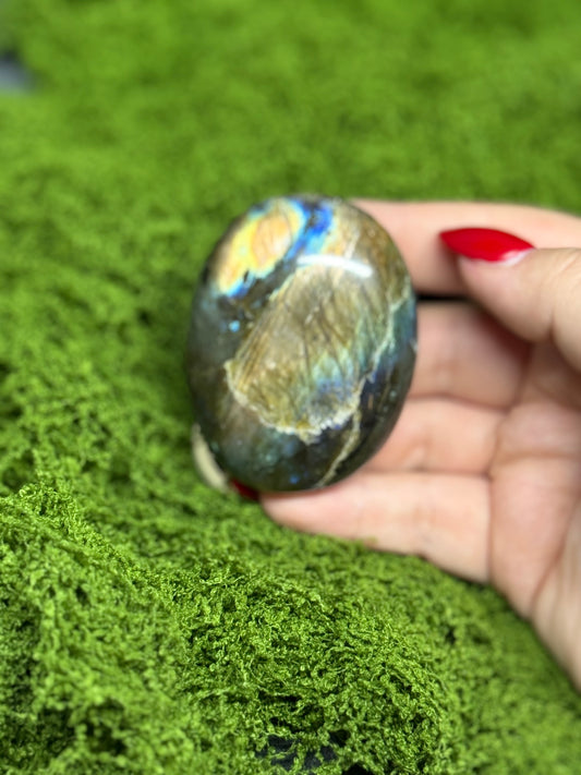 Labradorite Palm Stone - High Flash