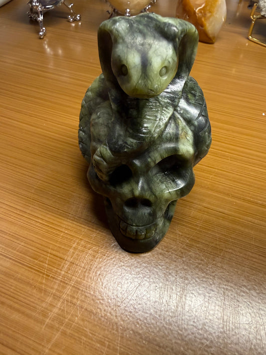 Jade Skull with a Snake